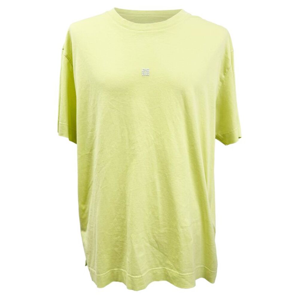 Givenchy 4G Logo Embroidered T-shirt in Yellow Cotton